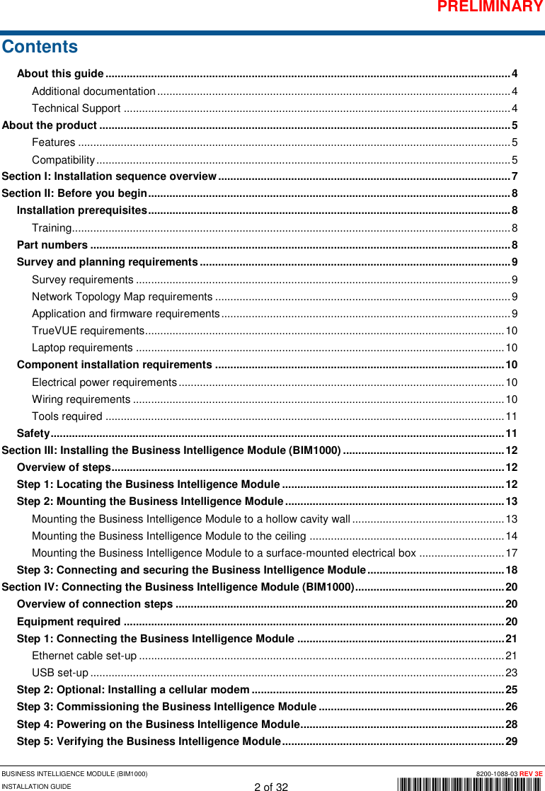 Page 2 of Tyco Safety Sensormatic BIM1000 Business Intelligence Module User Manual 