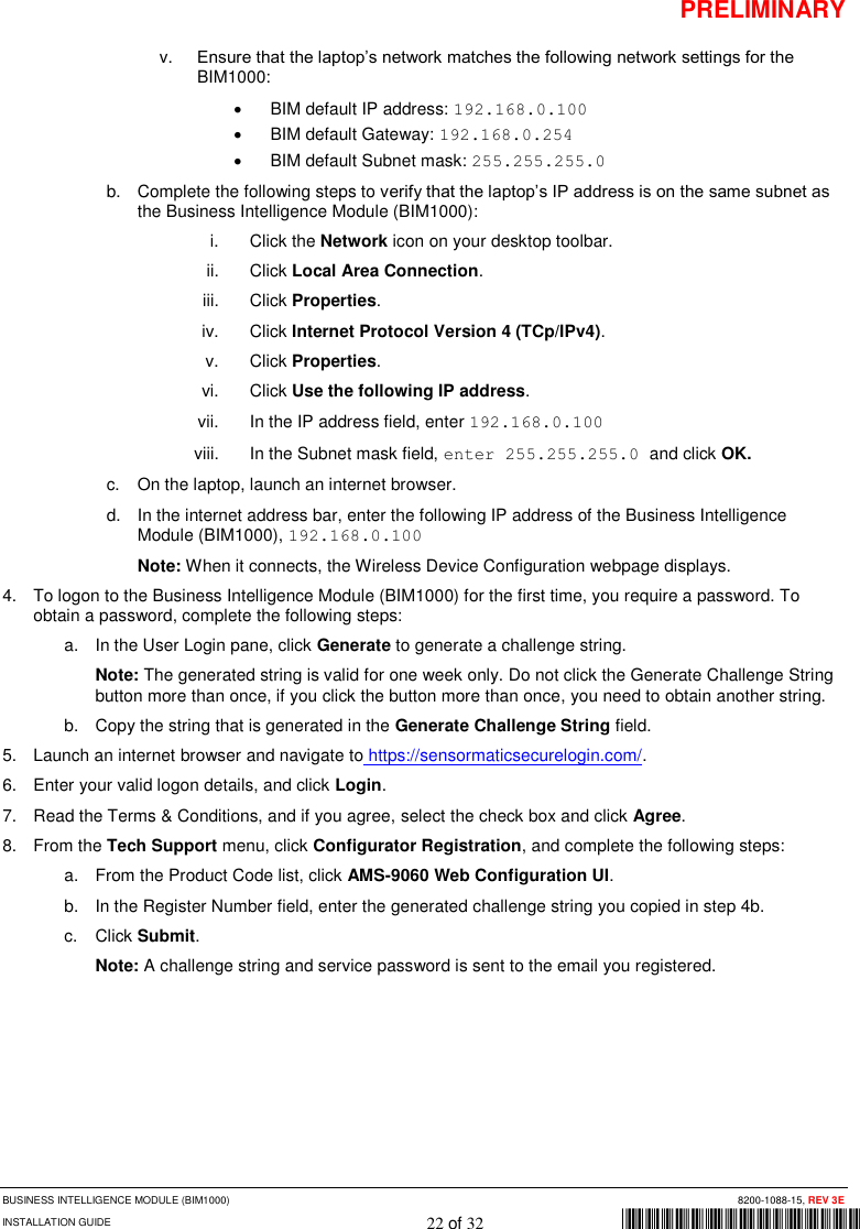 Page 22 of Tyco Safety Sensormatic BIM1000 Business Intelligence Module User Manual 