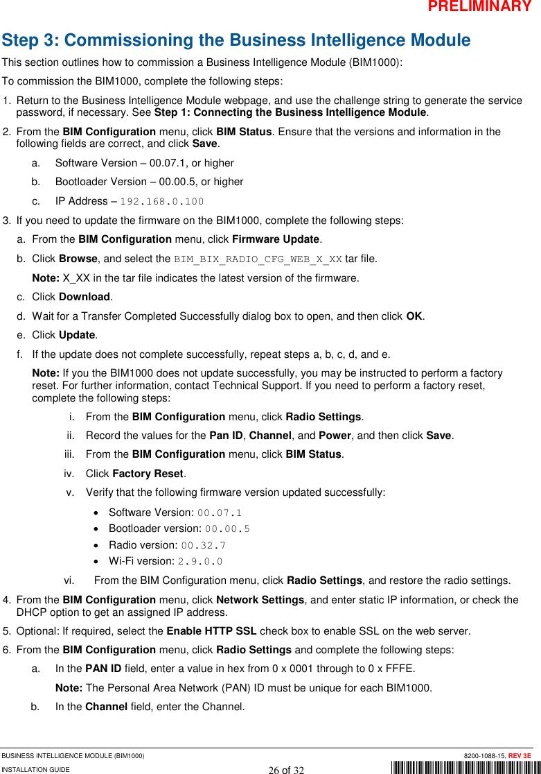 Page 26 of Tyco Safety Sensormatic BIM1000 Business Intelligence Module User Manual 