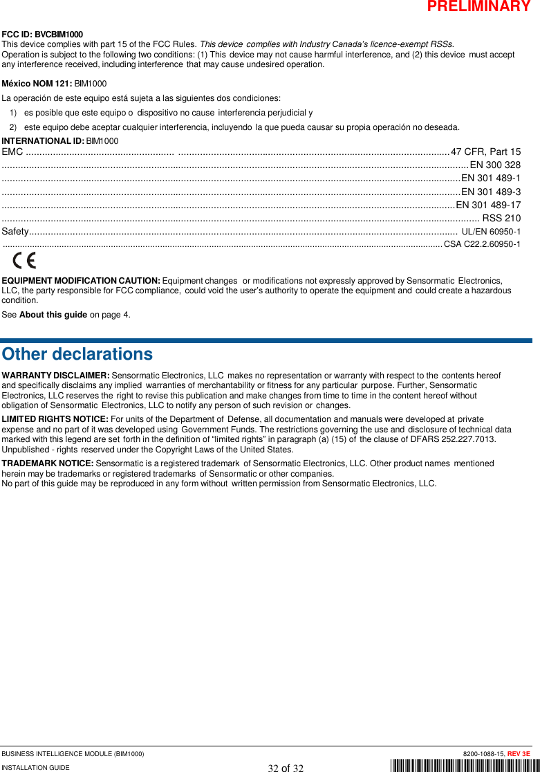 Page 32 of Tyco Safety Sensormatic BIM1000 Business Intelligence Module User Manual 