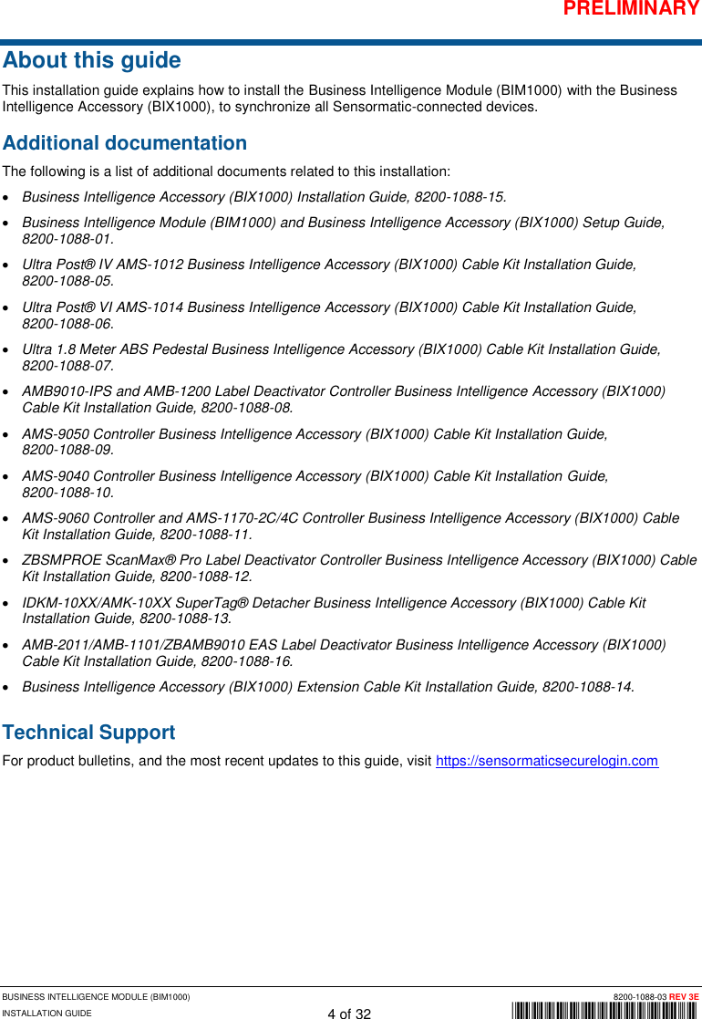 Page 4 of Tyco Safety Sensormatic BIM1000 Business Intelligence Module User Manual 