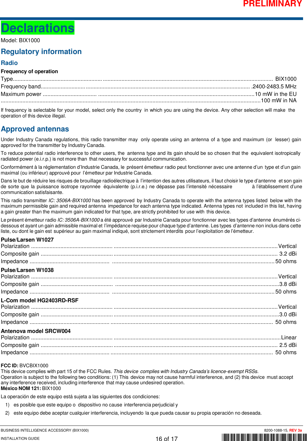 Page 16 of Tyco Safety Sensormatic BIX1000 Business Intelligence Module User Manual BIX1000 Manual Rev3ax