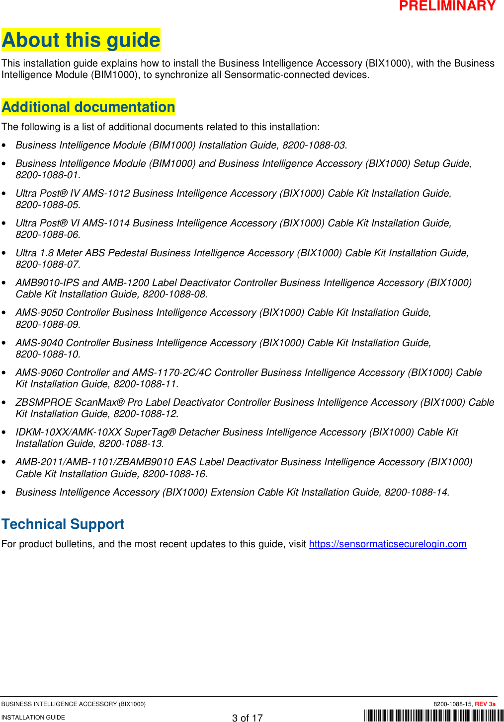 Page 3 of Tyco Safety Sensormatic BIX1000 Business Intelligence Module User Manual BIX1000 Manual Rev3ax