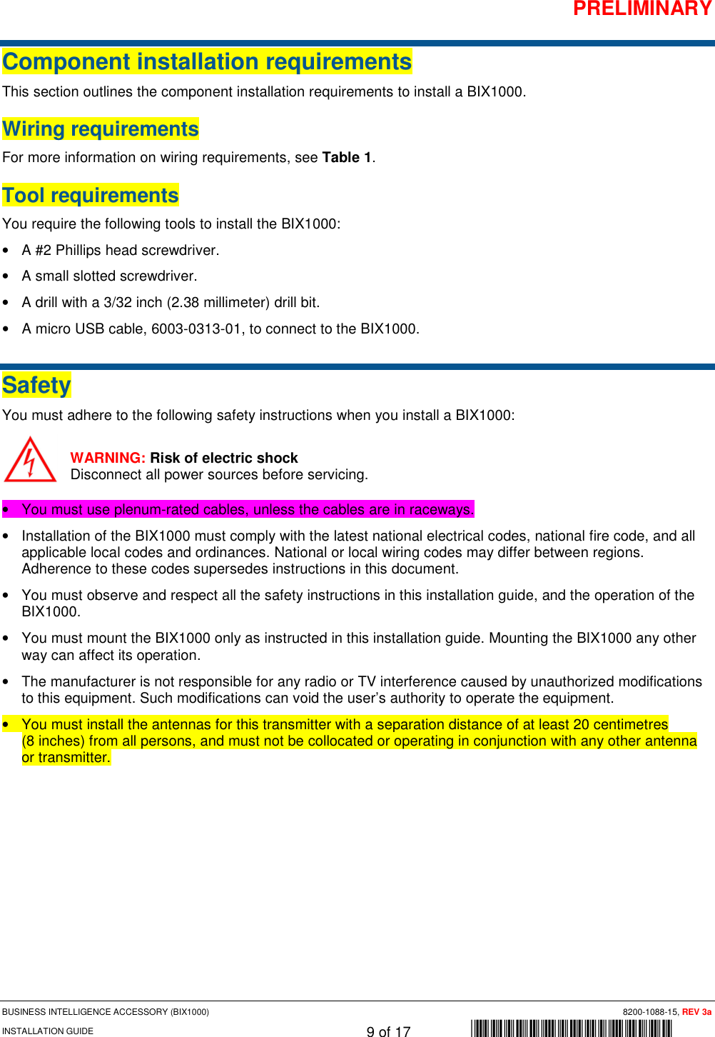 Page 9 of Tyco Safety Sensormatic BIX1000 Business Intelligence Module User Manual BIX1000 Manual Rev3ax