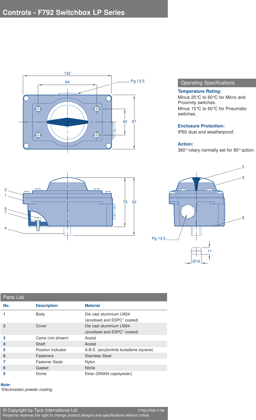 Page 2 of 6 - Tyco Tyco-Keystone-F792-Users-Manual- F792 Switchbox LP T/S  Tyco-keystone-f792-users-manual