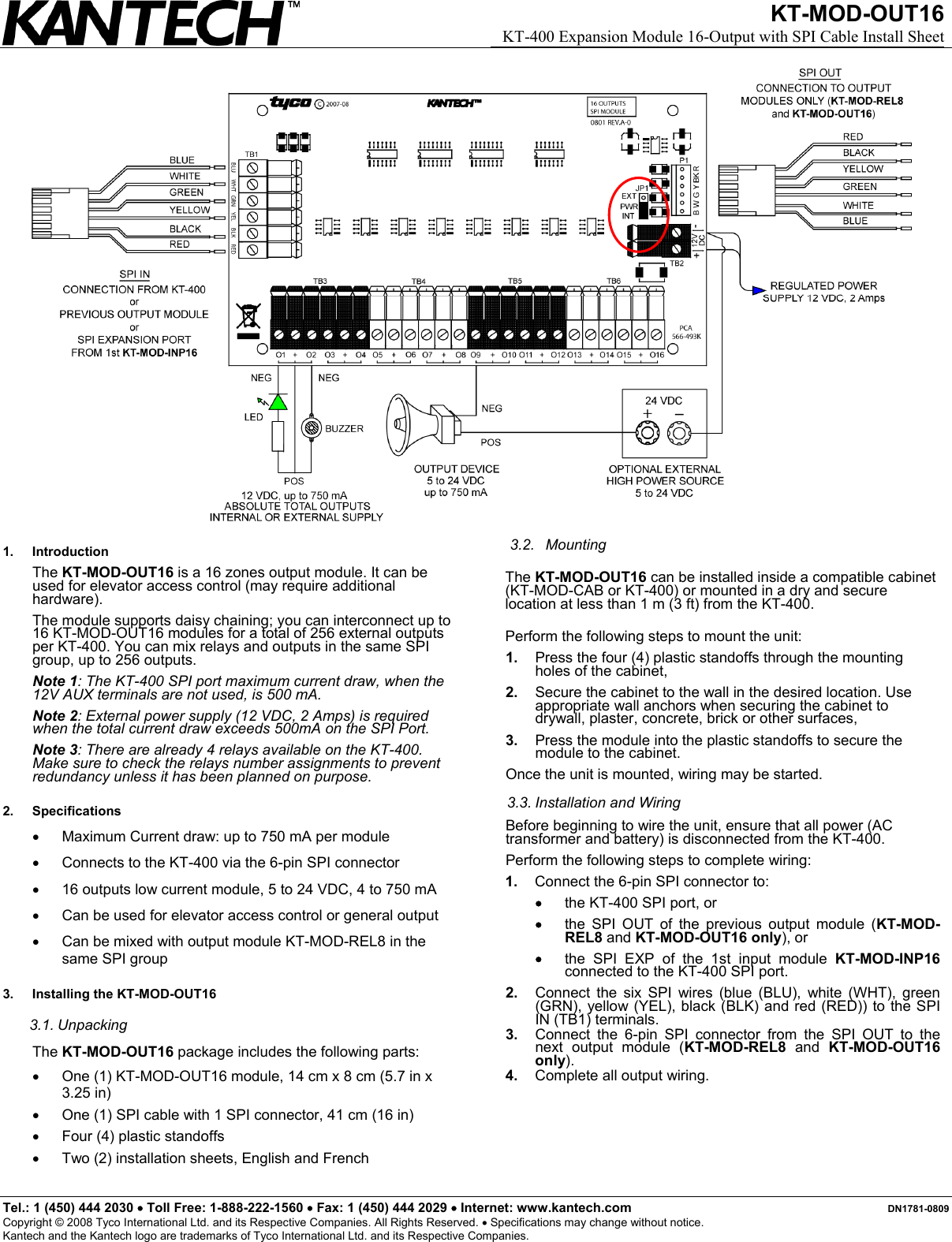 Tyco Kt 400 Expansion Module Mod Out16 Users Manual OUT16_Open_Drain ...