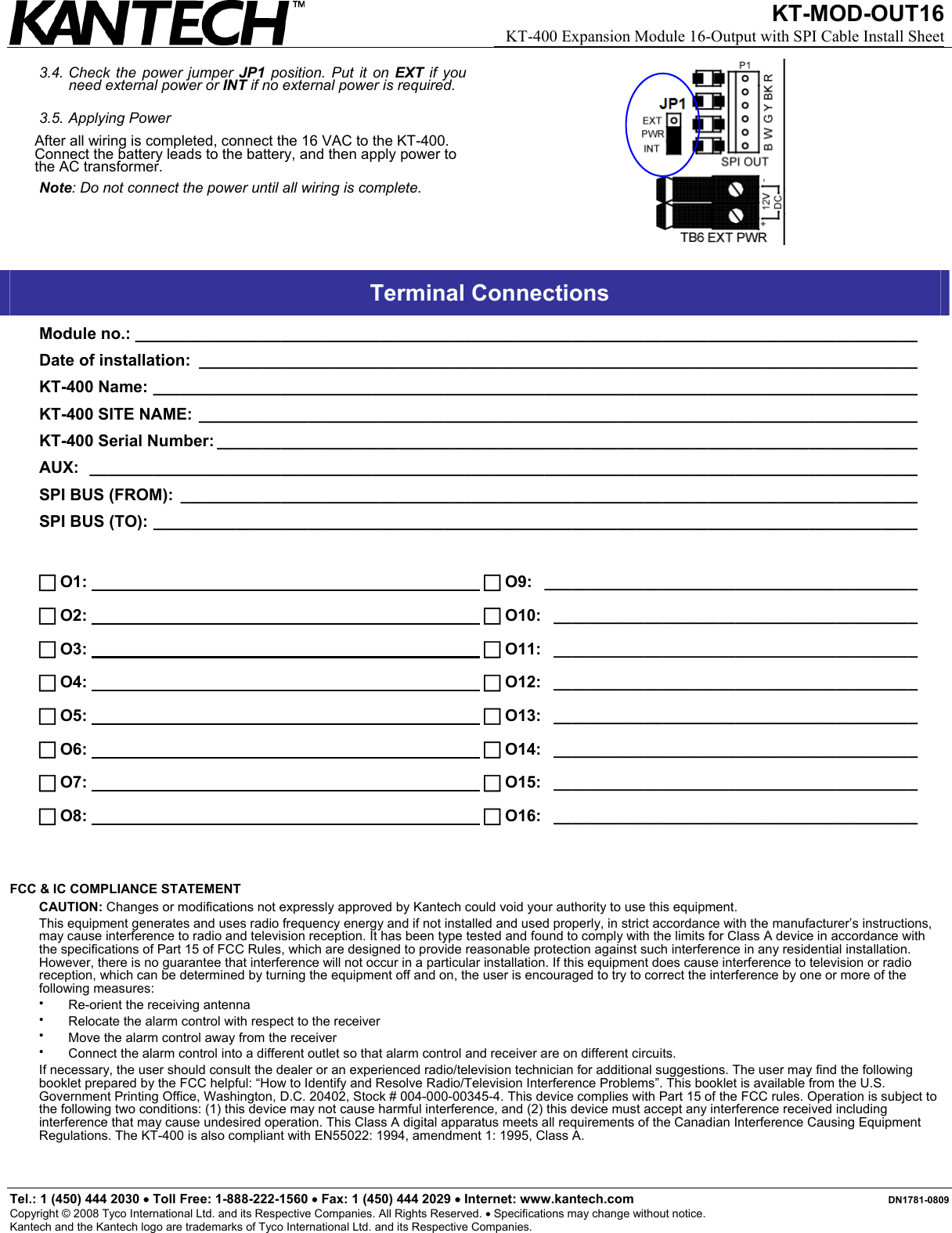 Page 2 of 2 - Tyco Tyco-Kt-400-Expansion-Module-Kt-Mod-Out16-Users-Manual KT-MOD-OUT16_Open_Drain_Module_Install Sheet_DN1781_EN