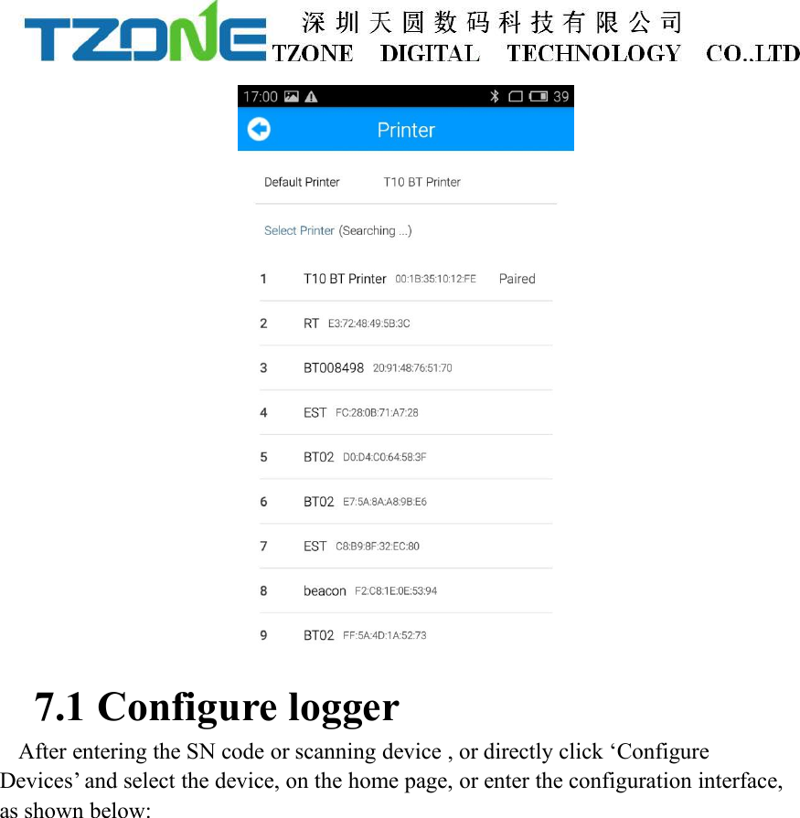 7.1 Configure loggerAfter entering the SN code or scanning device , or directly click &lsquo;ConfigureDevices&rsquo; and select the device, on the home page, or enter the configuration interface,as shown below: