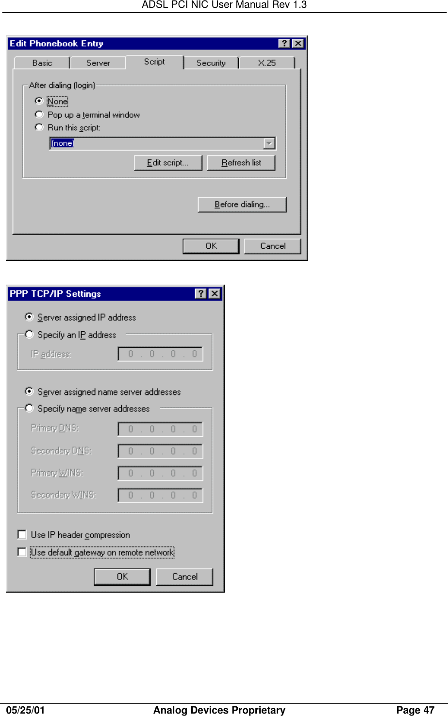 ADSL PCI NIC User Manual Rev 1.305/25/01                                     Analog Devices Proprietary                                      Page 47