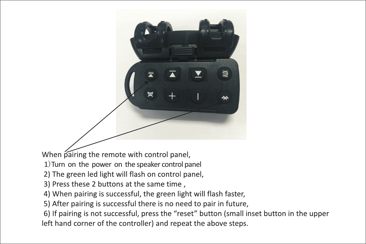 1)Turn on the power on the speaker control panel