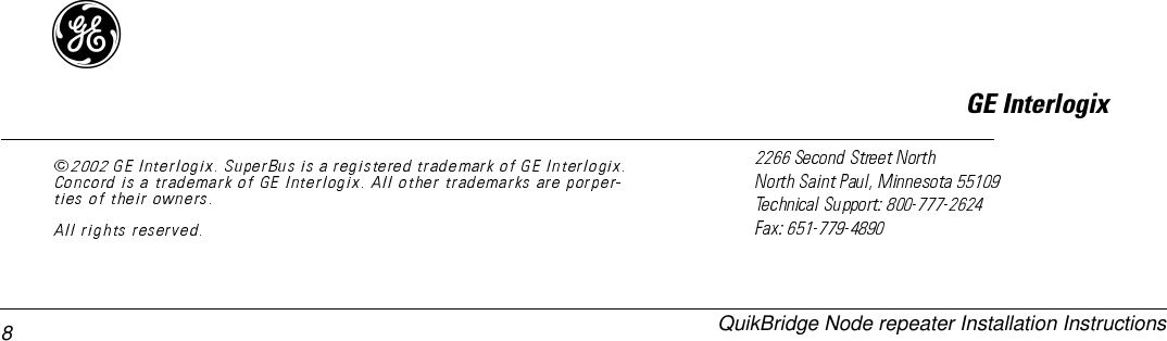 8QuikBridge Node repeater Installation Instructions)*(,QWHUORJL[