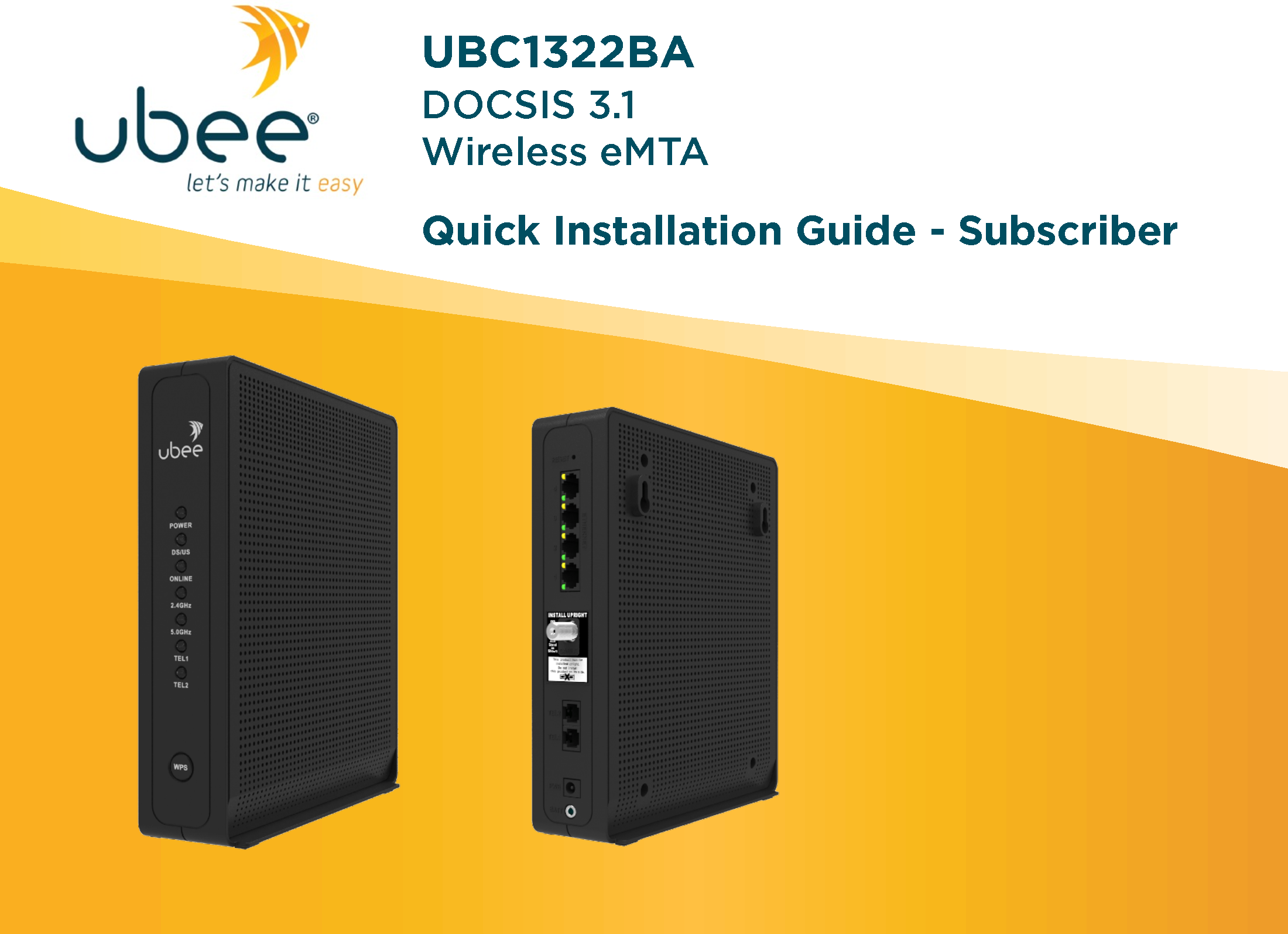 Ubee Interactive UBC1322 Wireless eMTA User Manual UBC1322BA Quick