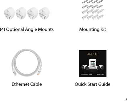 3(4) Optional Angle Mounts Mounting KitMODEL: AFi-VC4QUICK START GUIDEEthernet Cable Quick Start Guide
