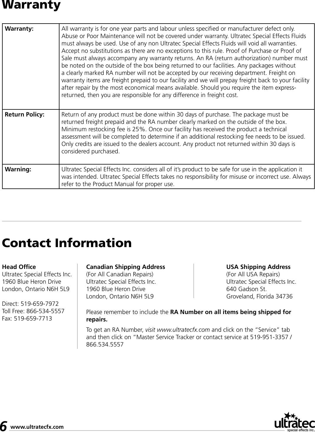 Page 6 of 6 - Ultratec Ultratec-Silent-Storm-Dmx-Users-Manual-  Ultratec-silent-storm-dmx-users-manual