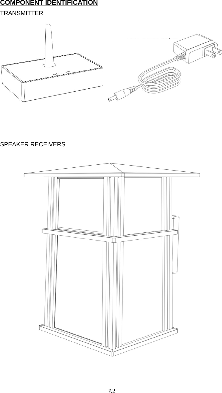    P. 2 COMPONENT IDENTIFICATION TRANSMITTER                SPEAKER RECEIVERS    