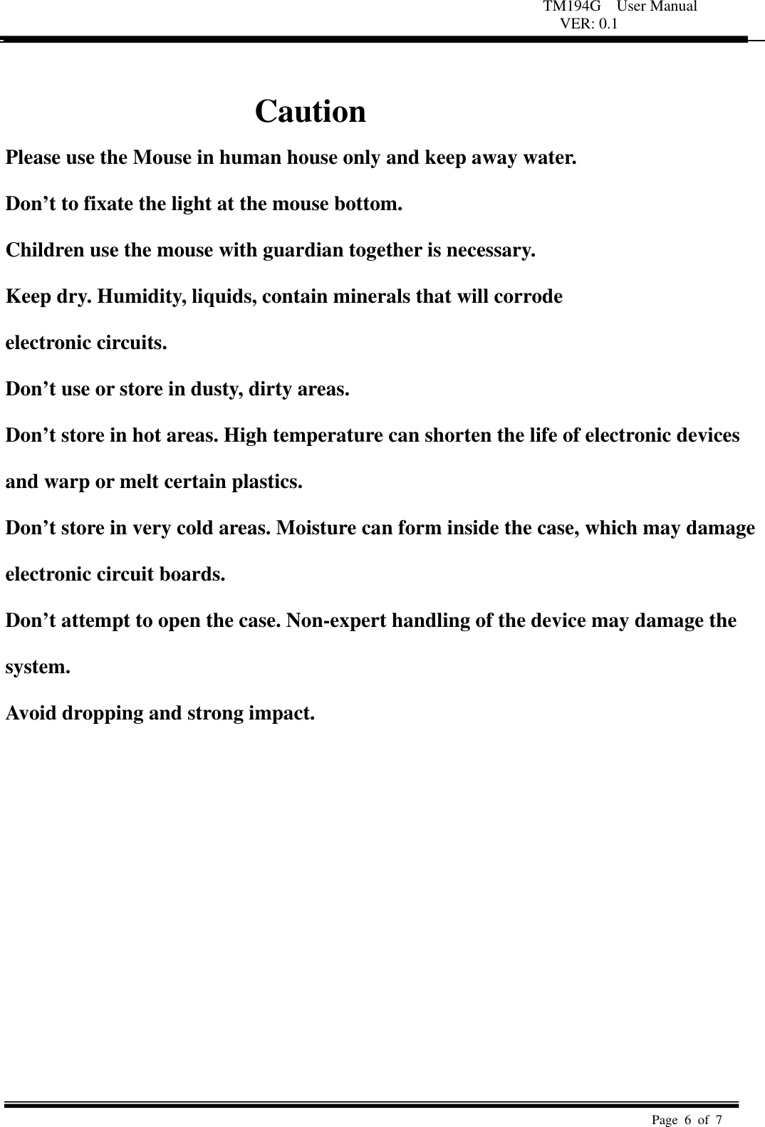 Page 6 of Unichain Technology WM289 Cordless Optical Mouse User Manual USER Manual 01x