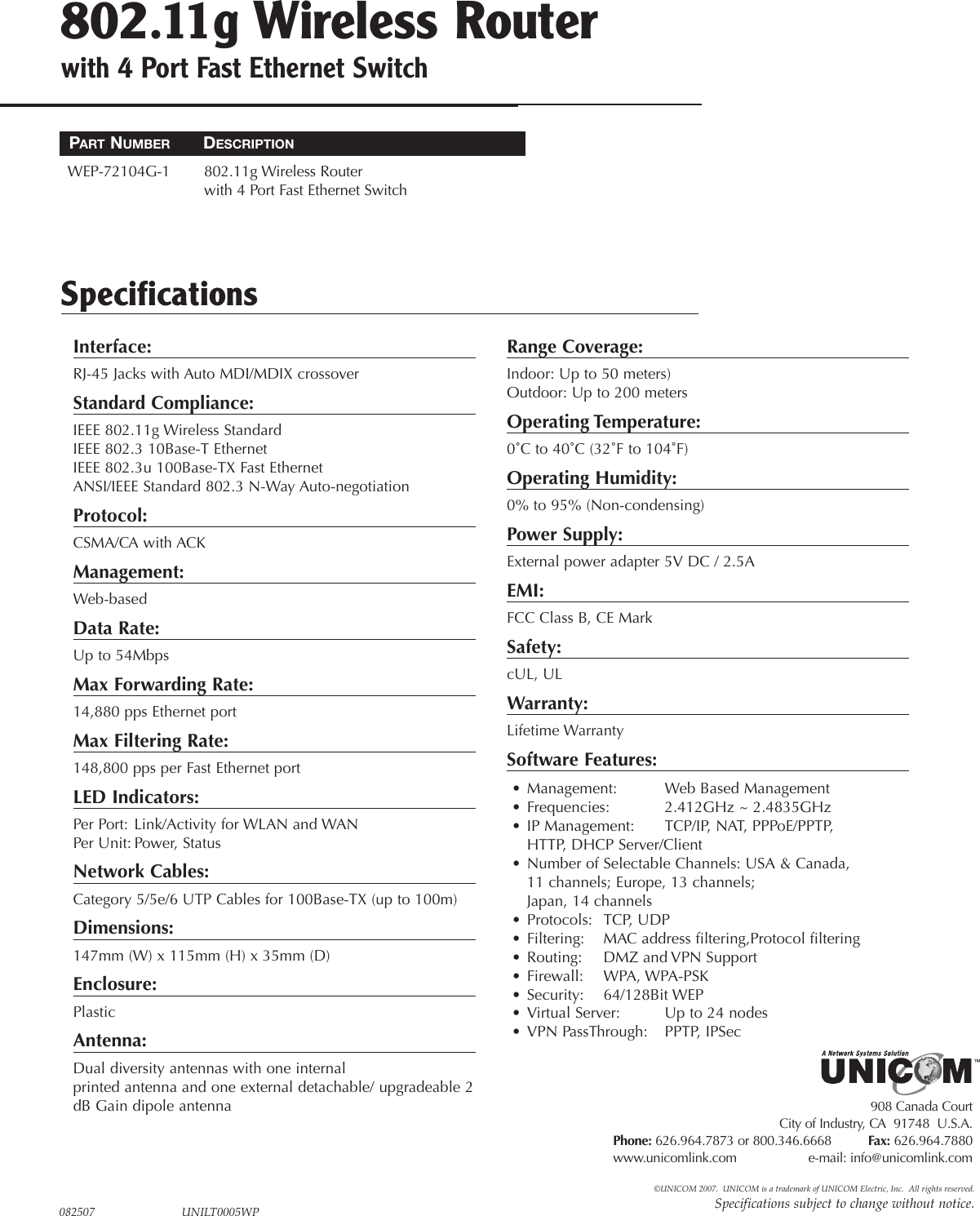 Page 1 of 1 - Unicom-Electric Unicom-Electric-Wep-72104G-1-Users-Manual- Rebate Jacks Flyer  Unicom-electric-wep-72104g-1-users-manual