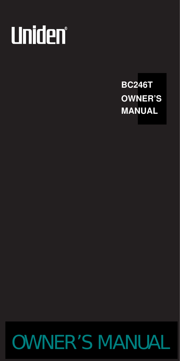 BC246TOWNER’SMANUALOWNER’S MANUAL