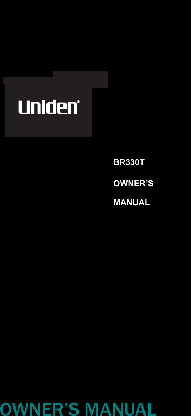 BR330TOWNER’SMANUALOWNER’S MANUAL