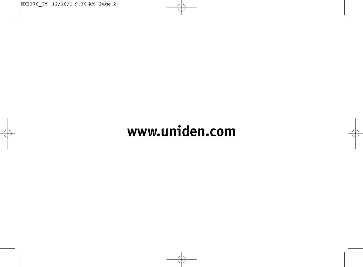 www.uniden.comEXI376_OM  12/18/1 9:36 AM  Page 2