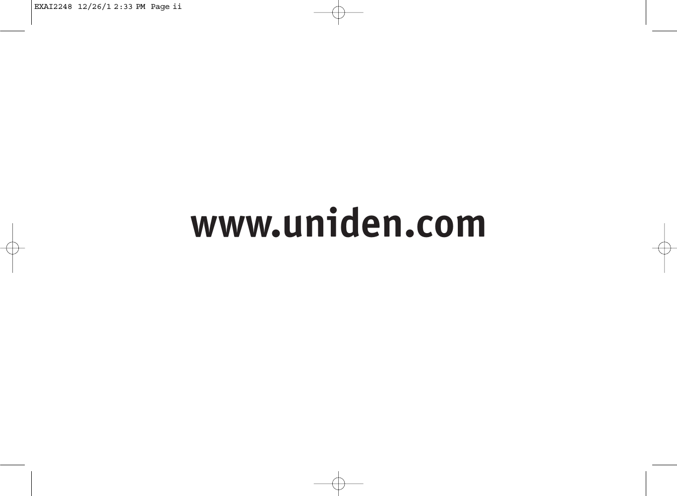 www.uniden.comEXAI2248  12/26/1 2:33 PM  Page ii
