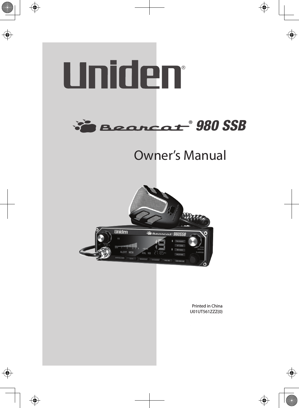 Owner’s ManualPrinted in ChinaU01UT561ZZZ(0)®980 SSB