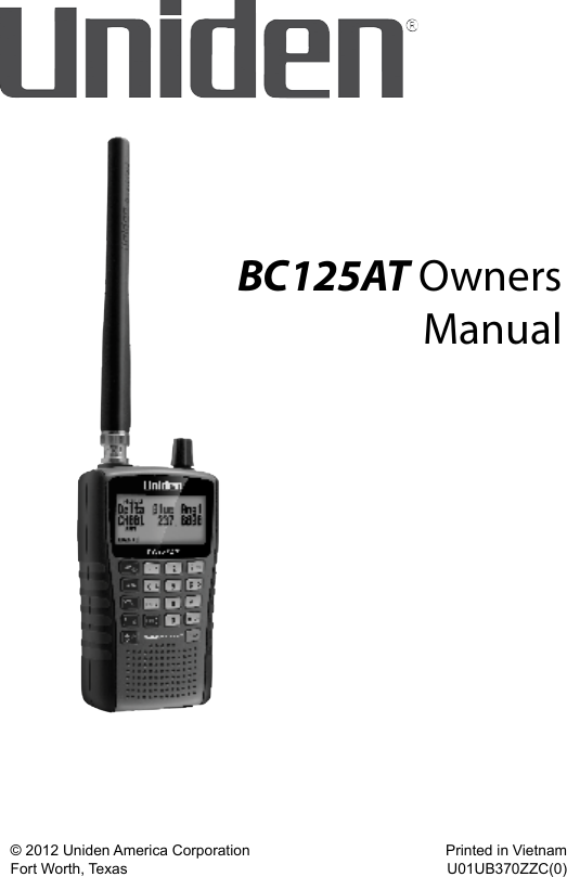 Uniden Bc125At Owners Manual