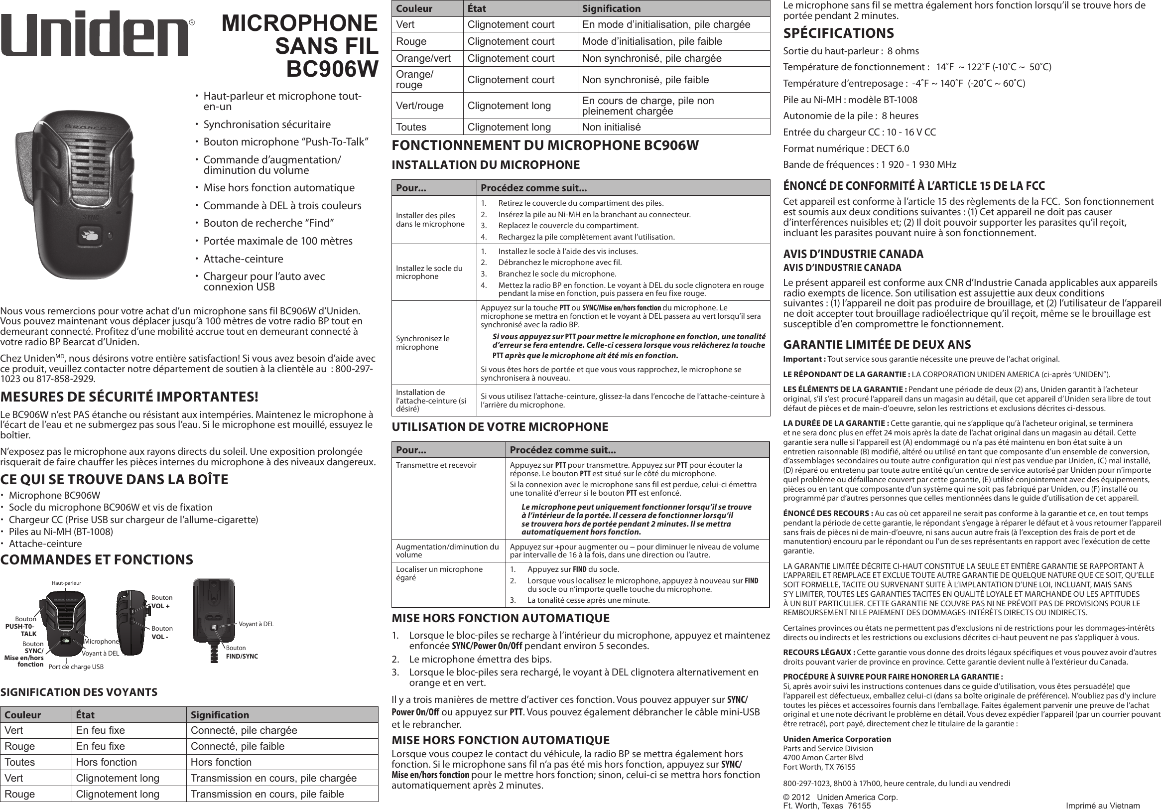 Page 1 of 1 - Uniden Uniden-Bc906W-Owners-Manual-  Uniden-bc906w-owners-manual