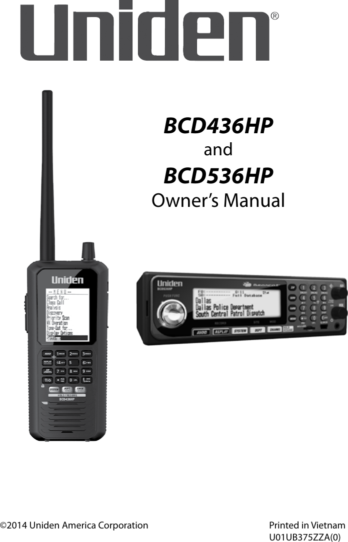 Uniden Bcd436Hp Owners Manual