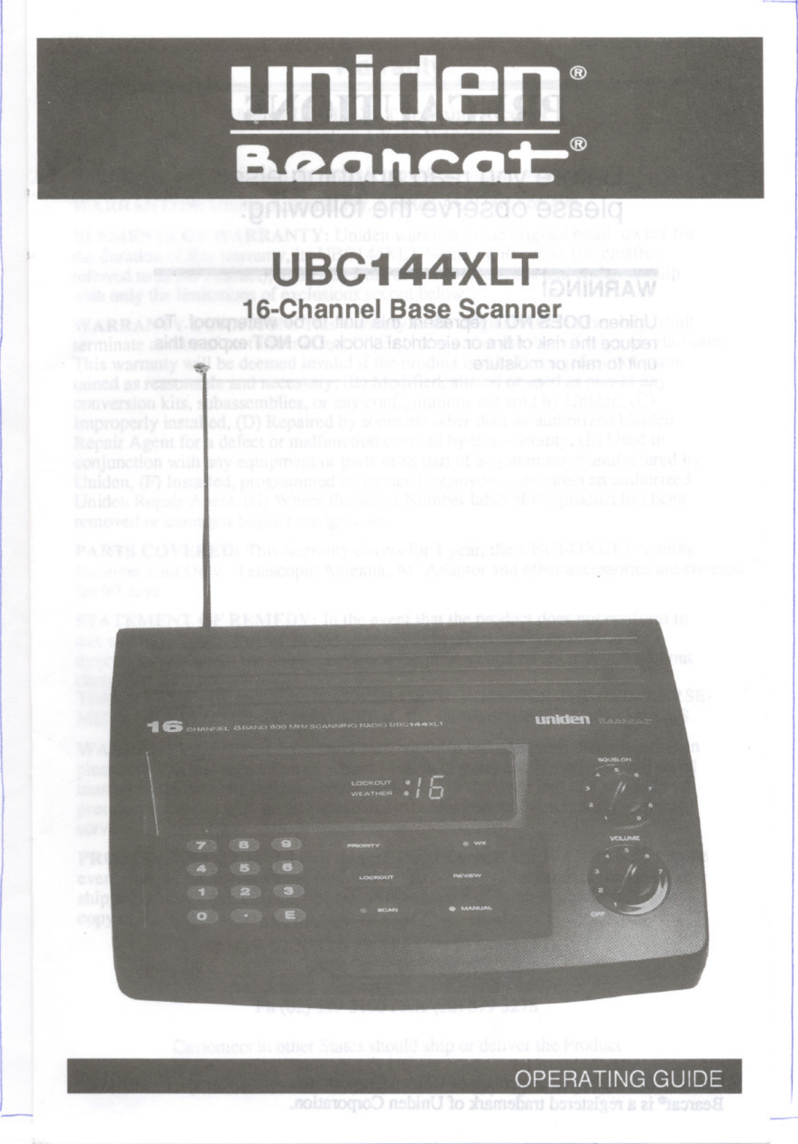 Uniden Bearcat Ubc144Xlt Operation Manual ManualsLib Makes It Easy To ...