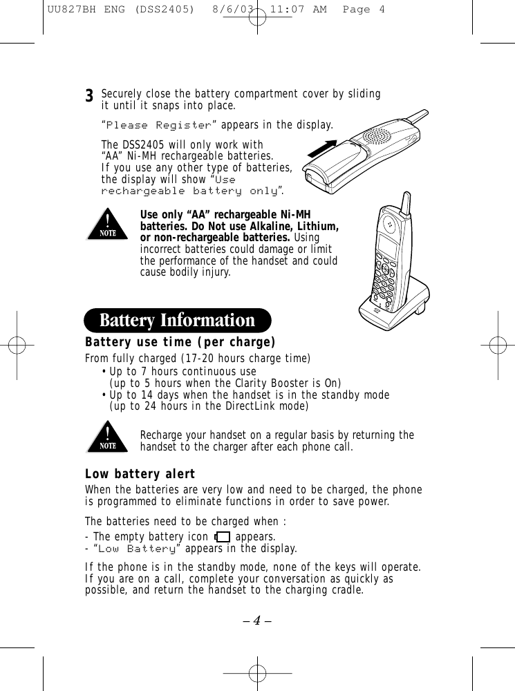 Page 5 of 8 - Uniden Uniden-Dss-2405-Users-Manual-  Uniden-dss-2405-users-manual