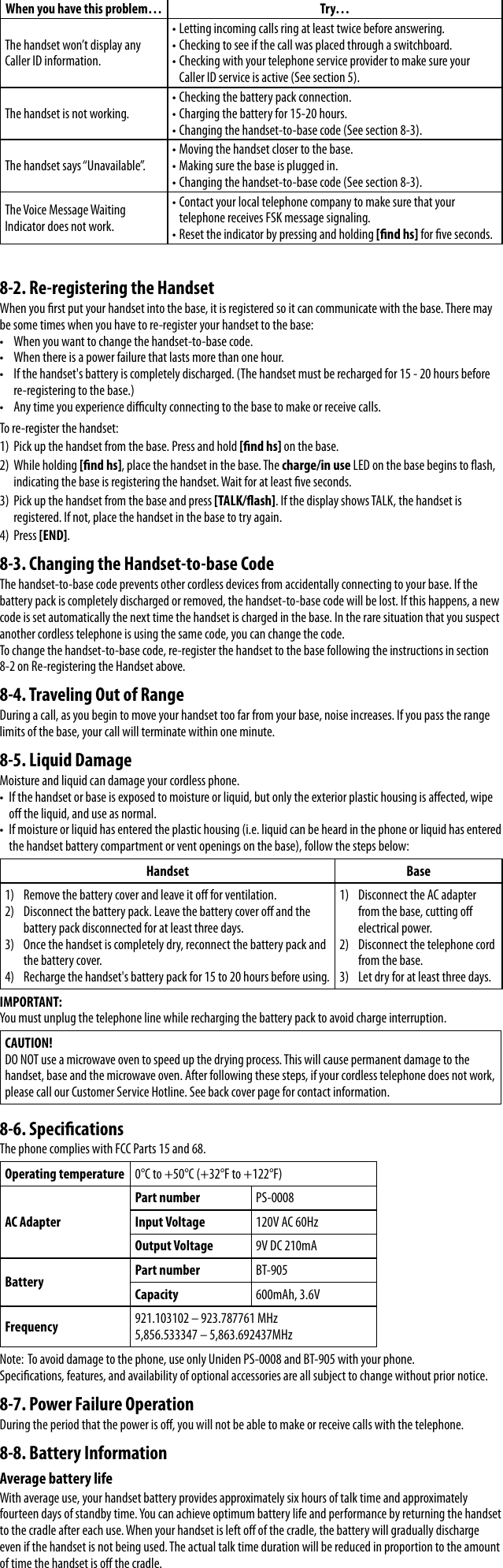 Page 10 of 12 - Uniden Uniden-Exi8560-Users-Manual-  Uniden-exi8560-users-manual