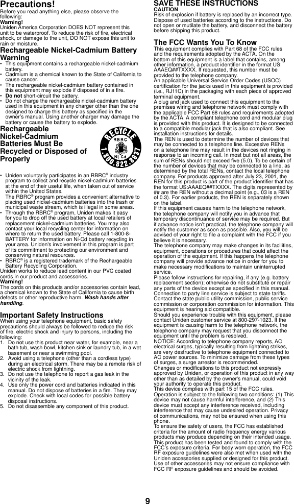 Page 10 of 12 - Uniden Uniden-Exp4540-Owners-Manual-  Uniden-exp4540-owners-manual