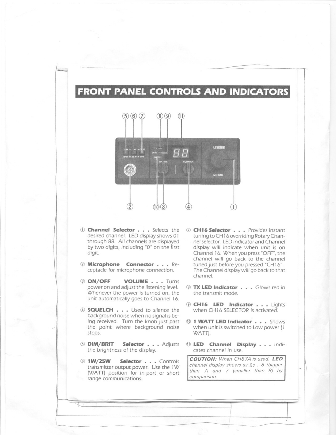 Page 4 of 10 - Uniden Uniden-Mc-610-Users-Manual-  Uniden-mc-610-users-manual