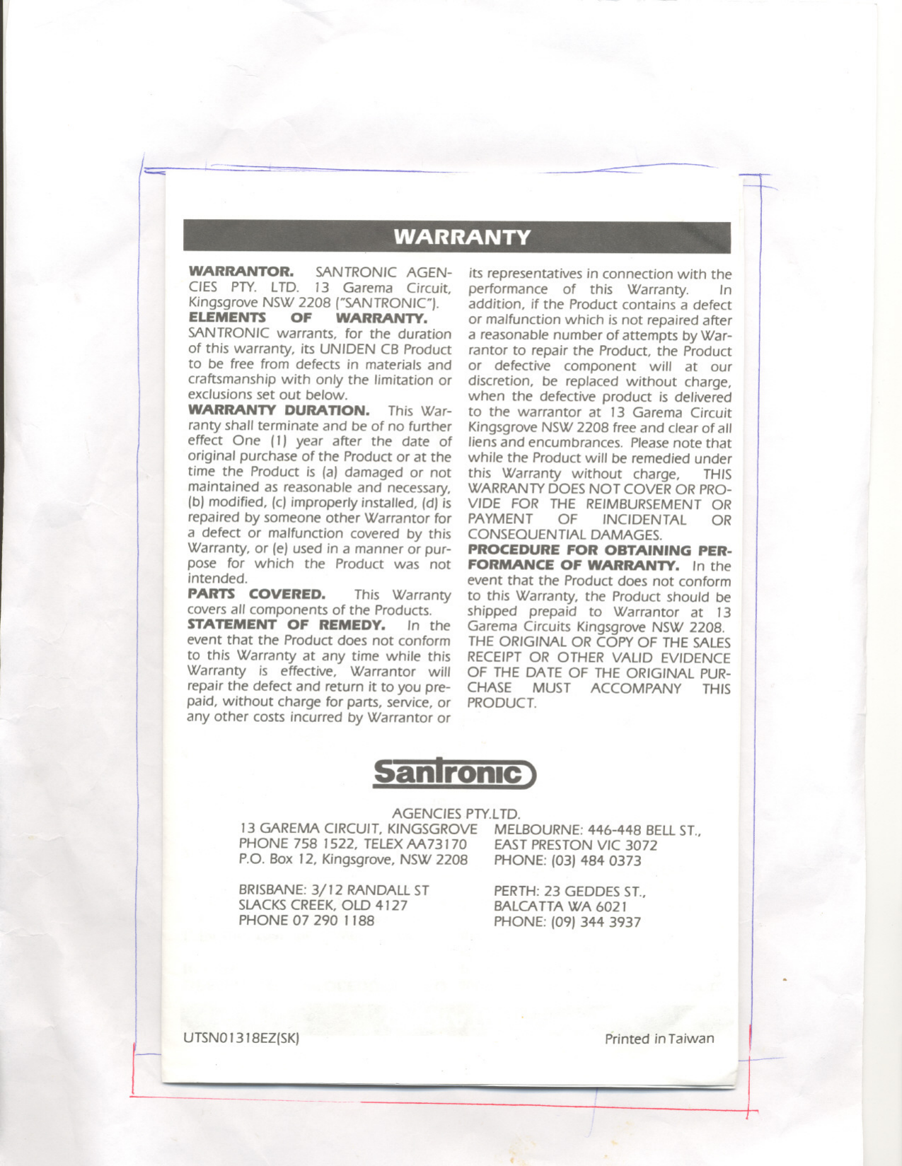 Page 8 of 8 - Uniden Uniden-Pc33X-Users-Manual-  Uniden-pc33x-users-manual