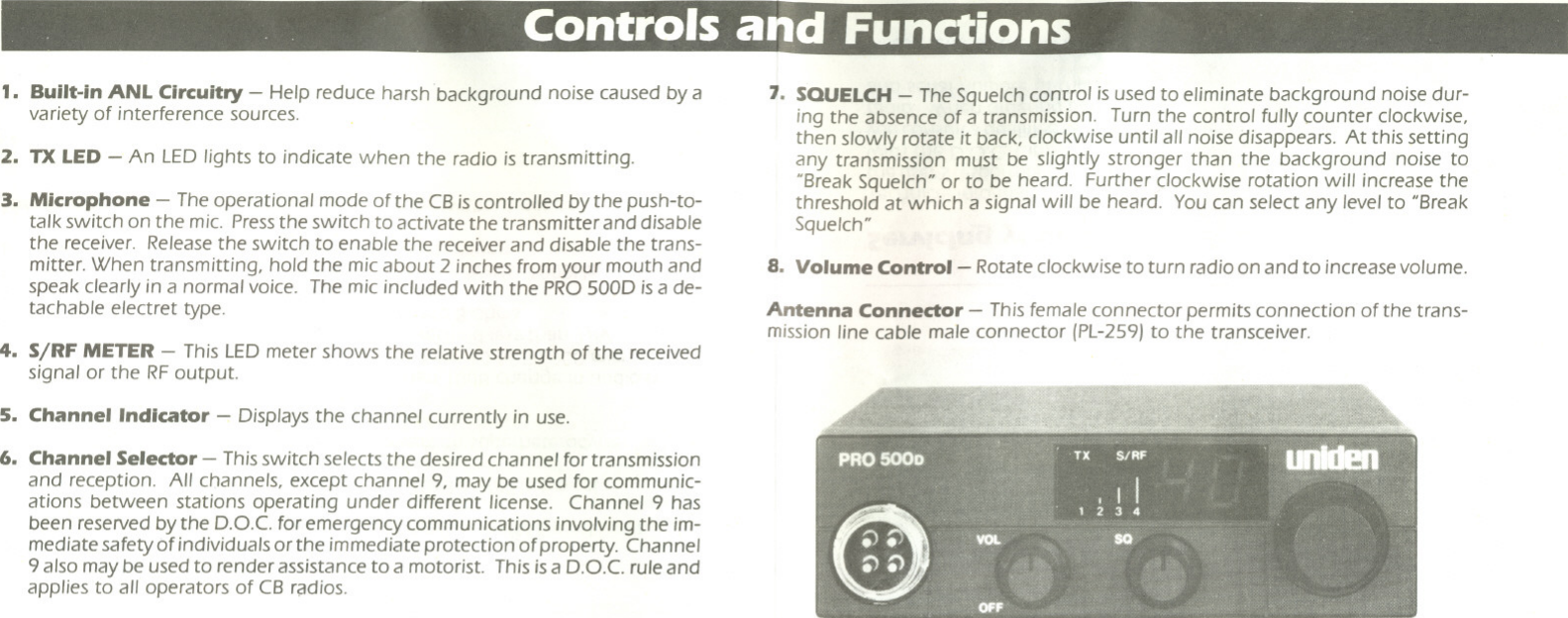 Page 3 of 9 - Uniden Uniden-Pro-500D-Users-Manual-  Uniden-pro-500d-users-manual