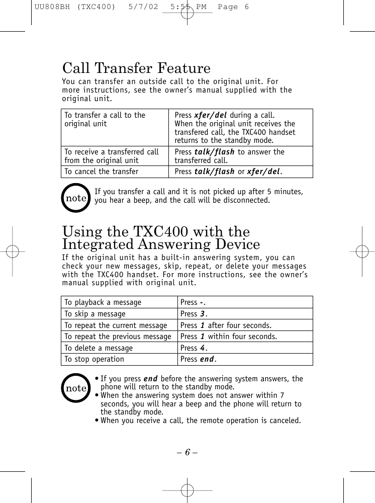 Page 6 of 7 - Uniden Uniden-Tru446-Users-Manual-  Uniden-tru446-users-manual