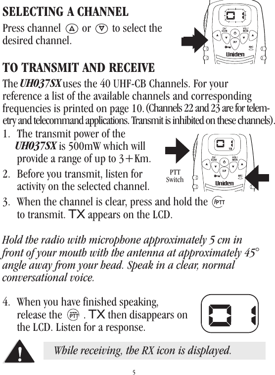Page 6 of 12 - Uniden Uniden-Uh037Sx-2-Users-Manual-  Uniden-uh037sx-2-users-manual