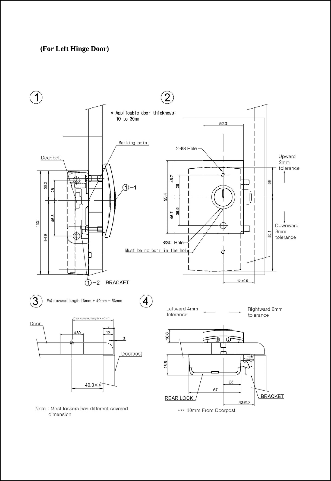  (For Left Hinge Door)                                                     