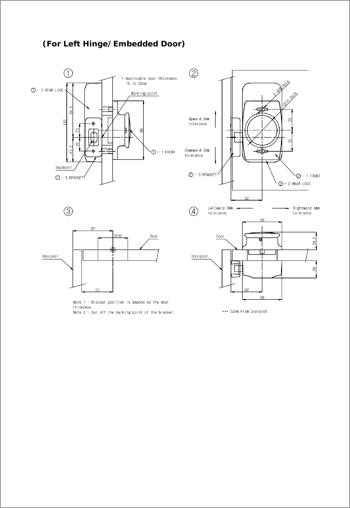 (For Left Hinge/Embedded Door)                       