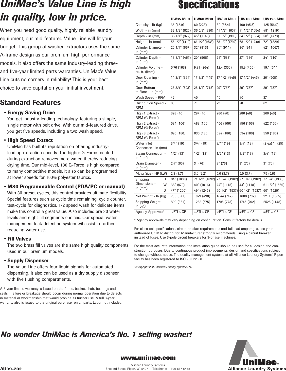 Page 2 of 2 - Unimac Unimac-M30-Control-Users-Manual- AU09-202  Unimac-m30-control-users-manual