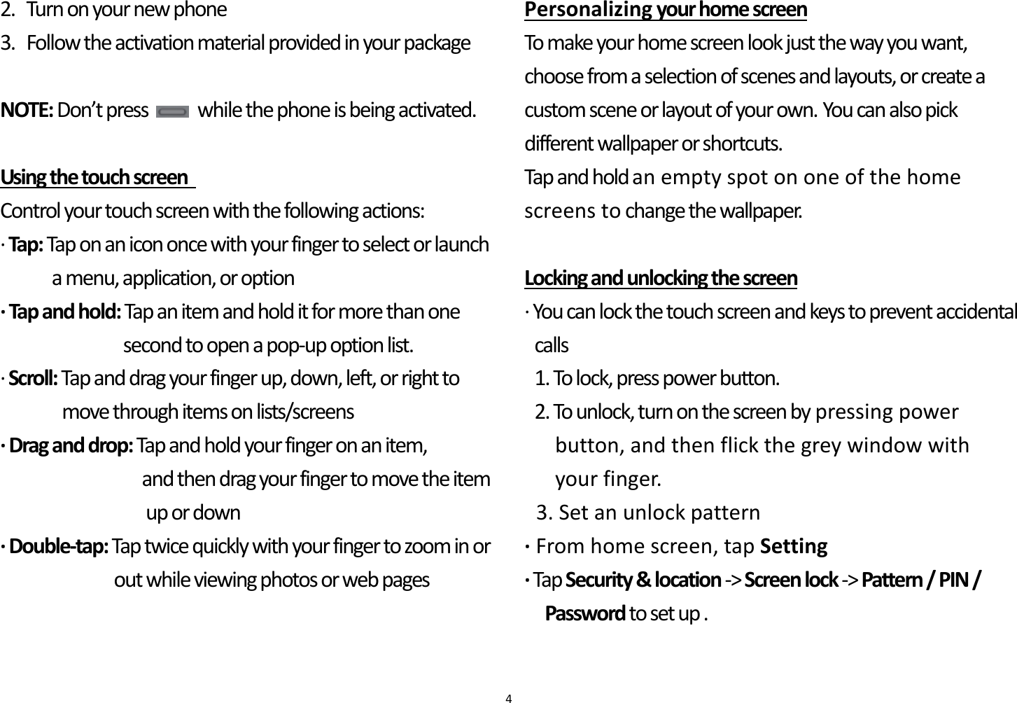 Page 5 of Unimax Communications U452TL Smartphone User Manual