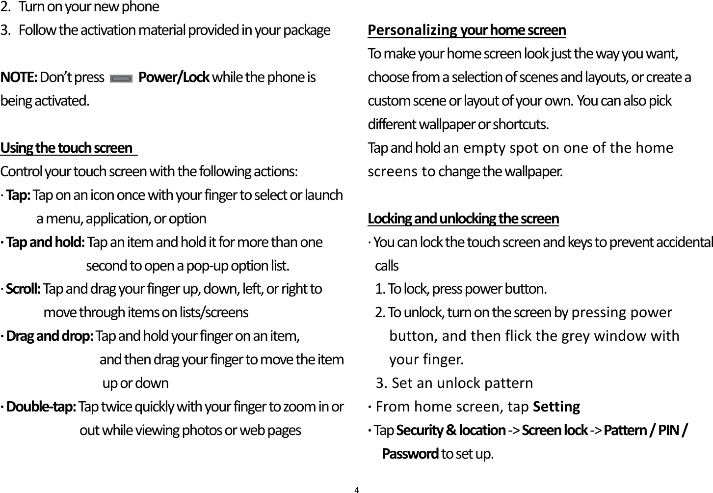 Page 5 of Unimax Communications U504TL Smartphone User Manual