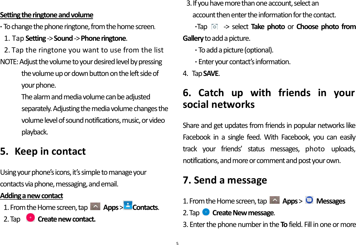 Page 6 of Unimax Communications U504TL Smartphone User Manual