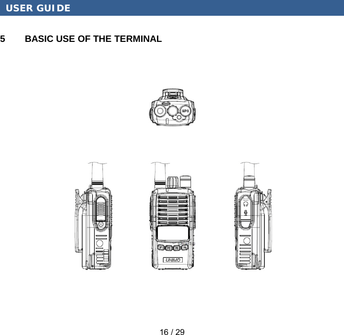 USER GUIDE 16 / 29 5  BASIC USE OF THE TERMINAL 