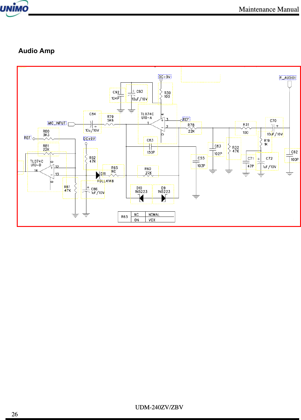 Maintenance Manual     UDM-240ZV/ZBV 26      Audio Amp  