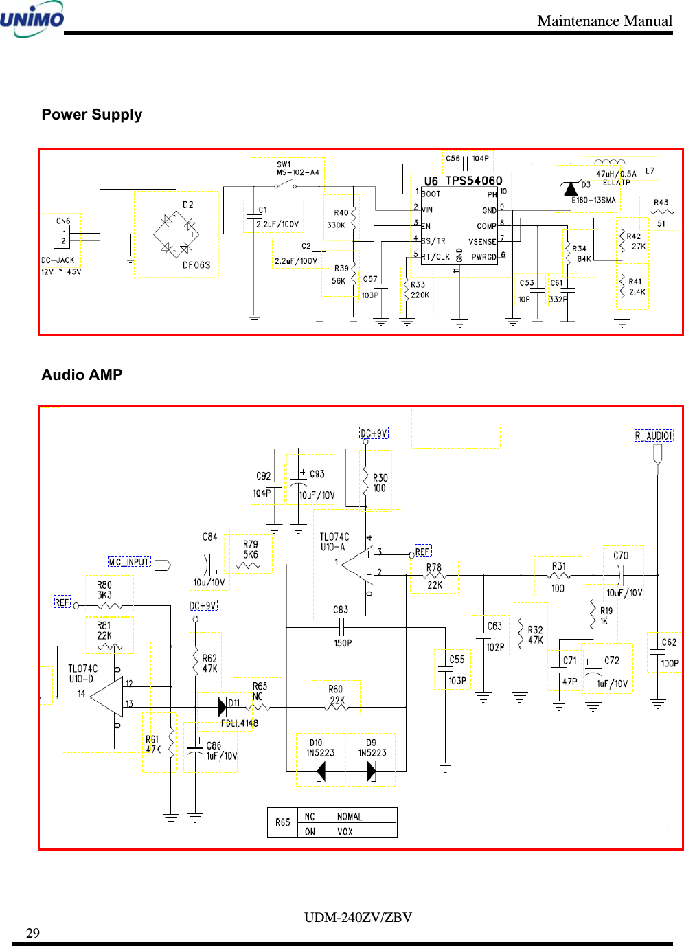 Maintenance Manual     UDM-240ZV/ZBV 29      Power Supply  Audio AMP  