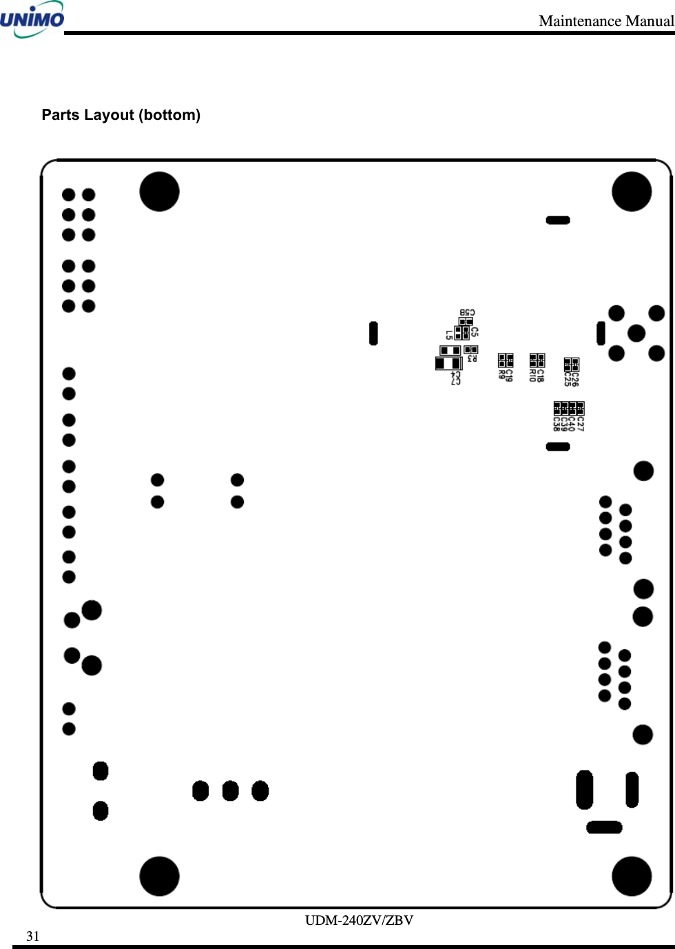 Maintenance Manual     UDM-240ZV/ZBV 31      Parts Layout (bottom)  