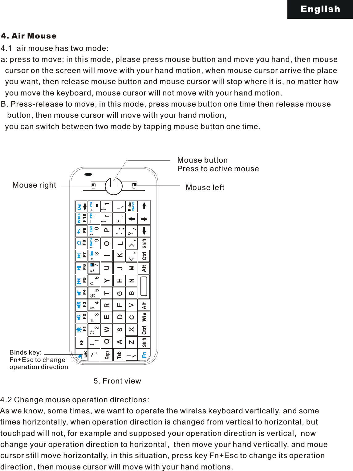 Page 4 of Unisen KP-810-16 Mini Air Mouse&Keyboard; User Manual KP 810 16