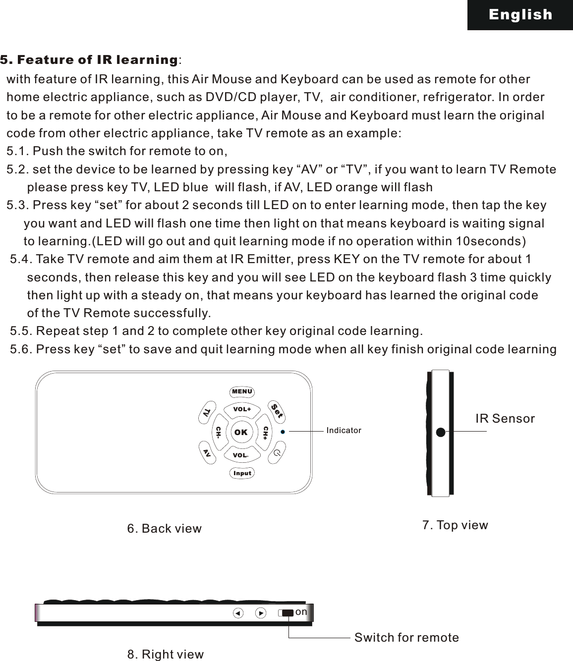 Page 5 of Unisen KP-810-16 Mini Air Mouse&Keyboard; User Manual KP 810 16